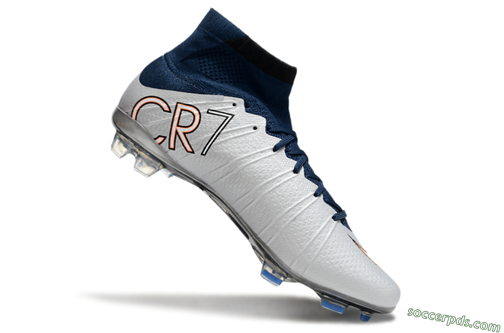 Nike Air Zoom Mercurial Superfly 4 CR7 FG High-Tops Football Boots - White/Blue/Yellow 4
