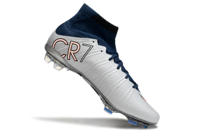 Nike Air Zoom Mercurial Superfly 4 CR7 FG High-Tops Football Boots - White/Blue/Yellow