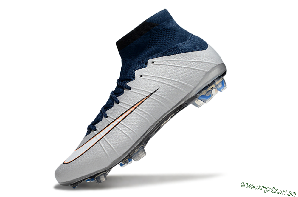Nike Air Zoom Mercurial Superfly 4 CR7 FG High-Tops Football Boots - White/Blue/Yellow 5