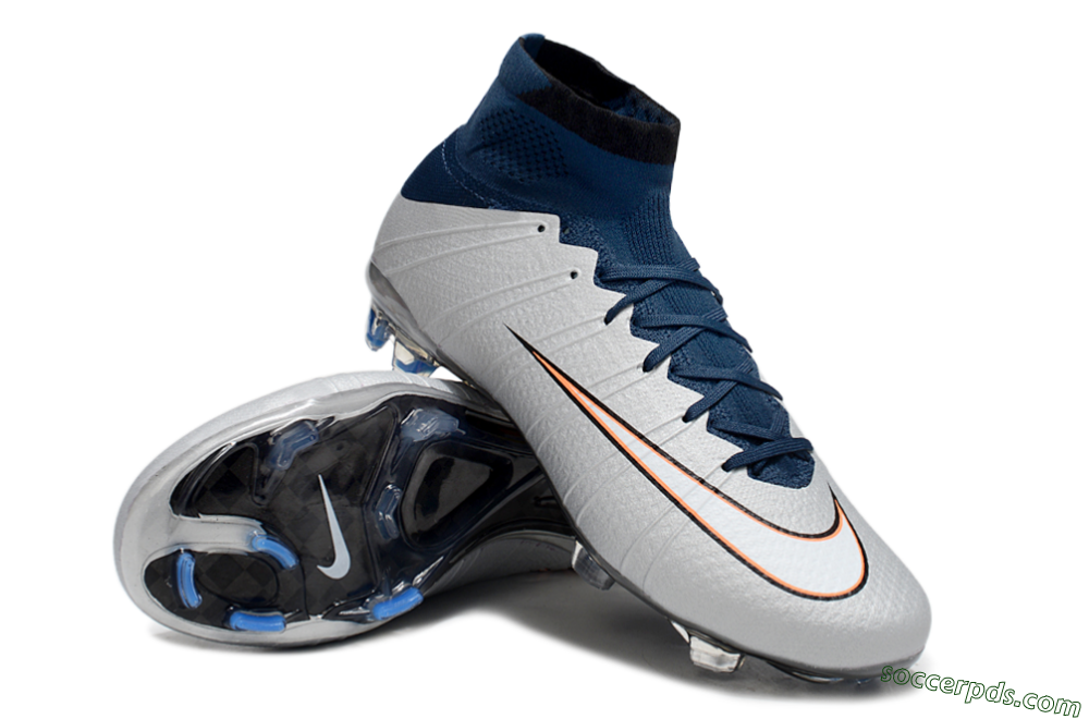 Nike Air Zoom Mercurial Superfly 4 CR7 FG High-Tops Football Boots - White/Blue/Yellow 3