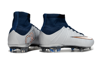 Nike Air Zoom Mercurial Superfly 4 CR7 FG High-Tops Football Boots - White/Blue/Yellow