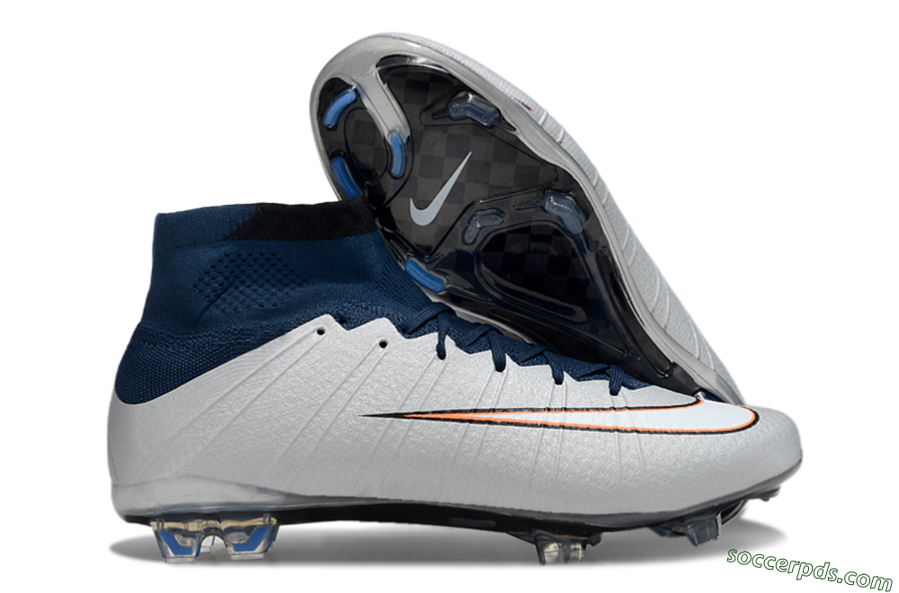 Nike Air Zoom Mercurial Superfly 4 CR7 FG High-Tops Football Boots - White/Blue/Yellow 1