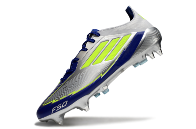 Adidas F50 Elite SG Low-Tops Football Boots - Silver/Yellow/Blue