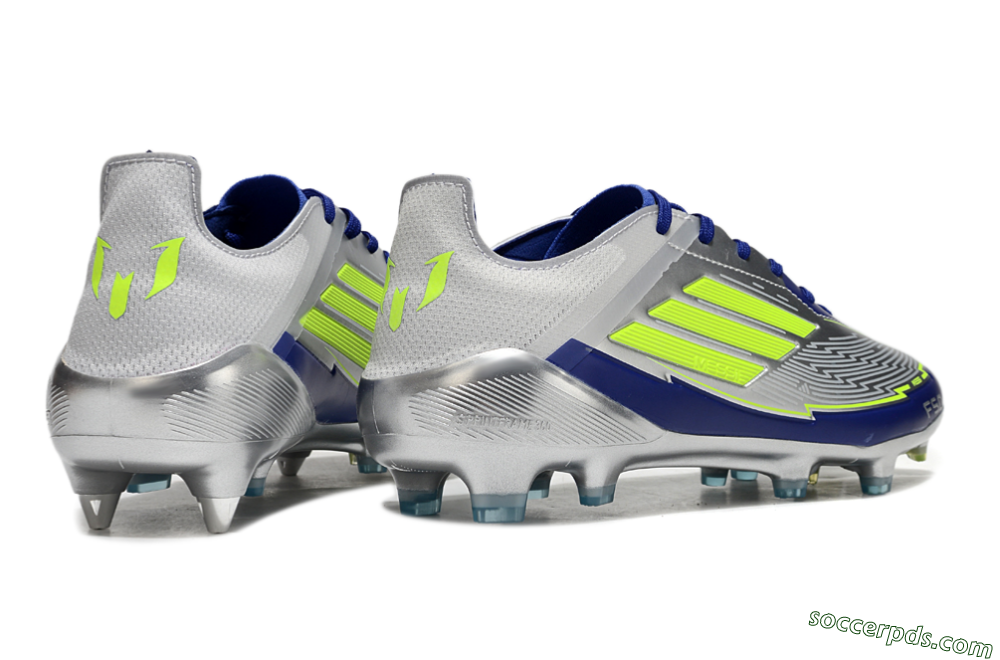 Adidas F50 Elite SG Low-Tops Football Boots - Silver/Yellow/Blue 6