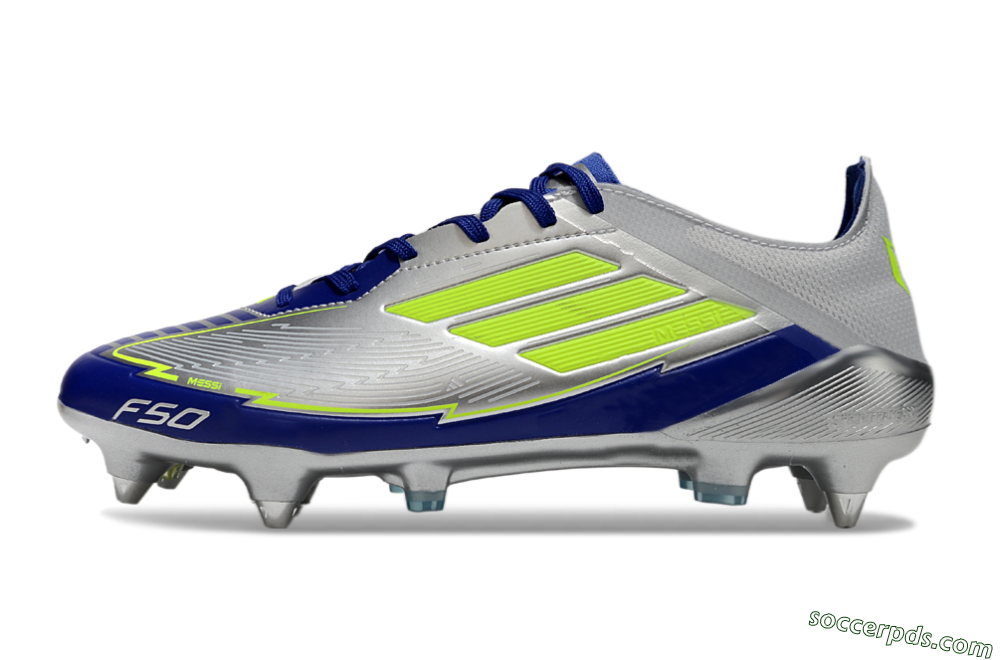 Adidas F50 Elite SG Low-Tops Football Boots - Silver/Yellow/Blue 2