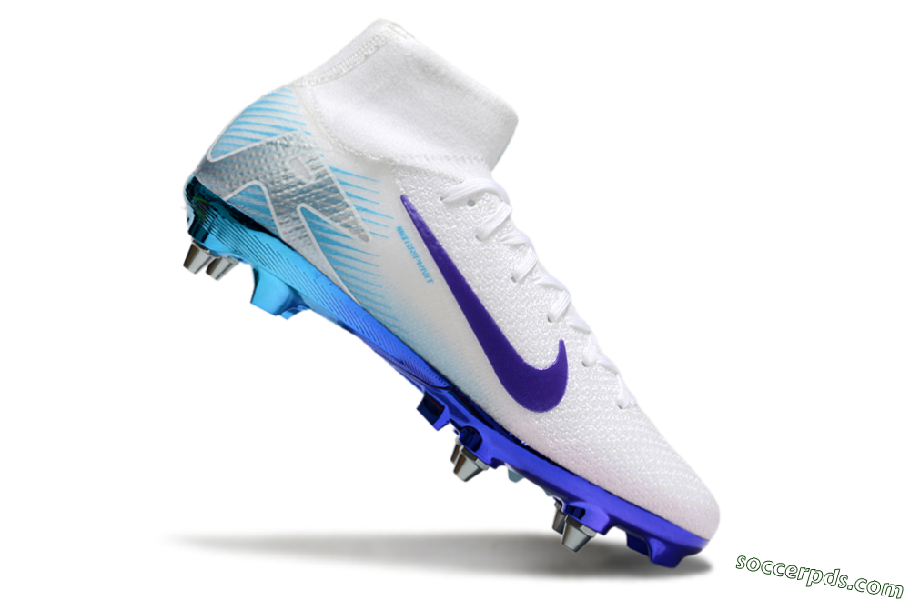 Nike Air Zoom Mercurial Superfly 10 Elite SG High-Tops Football Boots - White/Purple/Jade 4