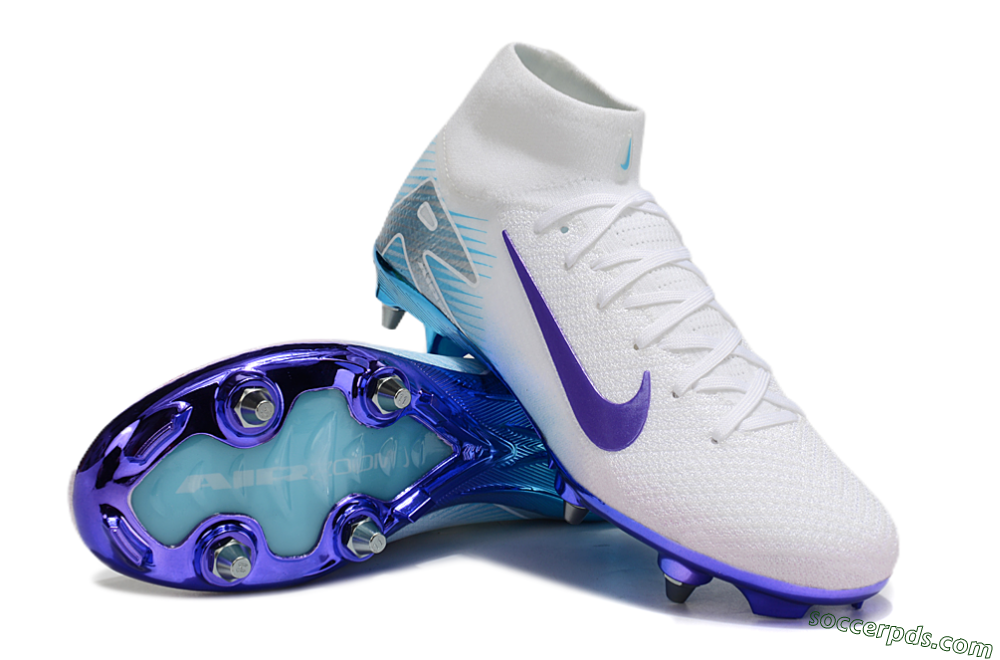 Nike Air Zoom Mercurial Superfly 10 Elite SG High-Tops Football Boots - White/Purple/Jade 3
