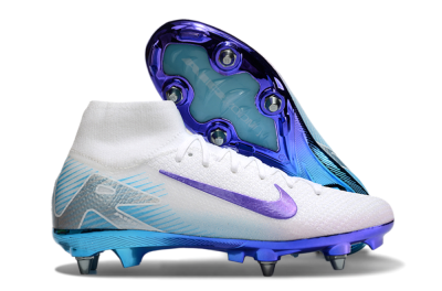 Nike Air Zoom Mercurial Superfly 10 Elite SG High-Tops Football Boots - White/Purple/Jade