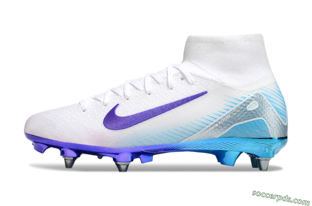 Nike Air Zoom Mercurial Superfly 10 Elite SG High-Tops Football Boots - White/Purple/Jade 2
