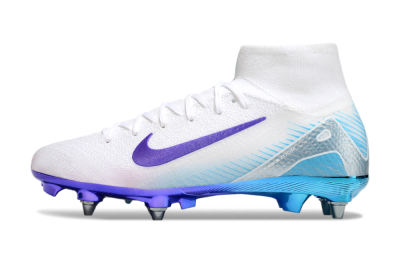 Nike Air Zoom Mercurial Superfly 10 Elite SG High-Tops Football Boots - White/Purple/Jade
