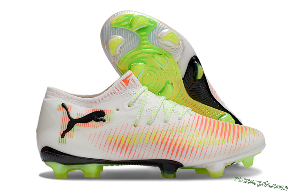 Puma Future 8 Ultimate FG Low-Tops Football Boots - White/Red/Yellow 1