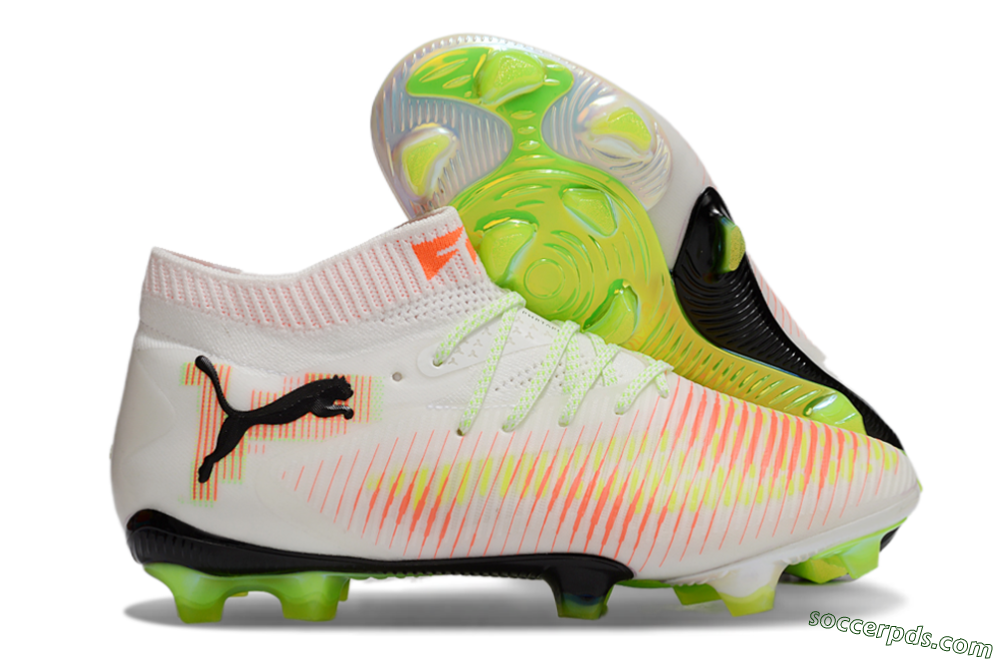 Puma Future 8 Ultimate FG Low-Tops Football Boots - White/Red/Yellow 1