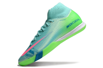 Nike Air Zoom Mercurial Superfly 10 Elite IC High-Tops Football Shoes - Jade/Pink/Yellow