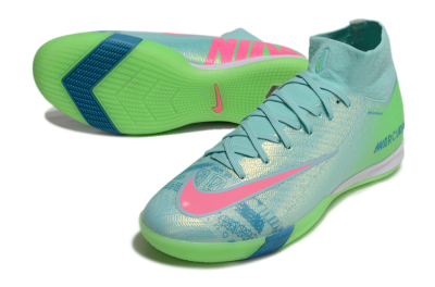 Nike Air Zoom Mercurial Superfly 10 Elite IC High-Tops Football Shoes - Jade/Pink/Yellow