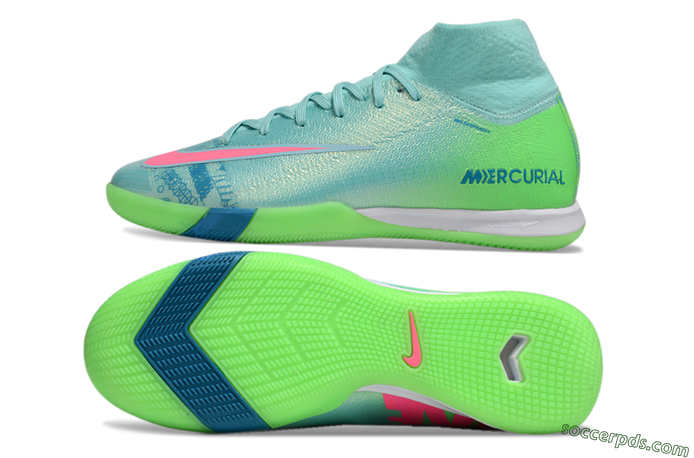 Nike Air Zoom Mercurial Superfly 10 Elite IC High-Tops Football Shoes - Jade/Pink/Yellow 0