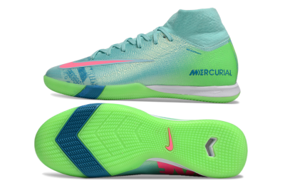 Nike Air Zoom Mercurial Superfly 10 Elite IC High-Tops Football Shoes - Jade/Pink/Yellow