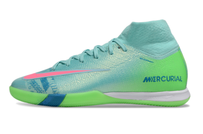 Nike Air Zoom Mercurial Superfly 10 Elite IC High-Tops Football Shoes - Jade/Pink/Yellow