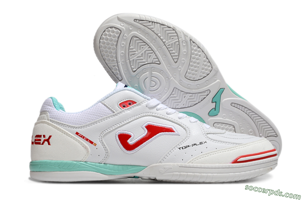 Joma Top Flex IC Low-Tops Football Shoes - White/Red/Jade 1