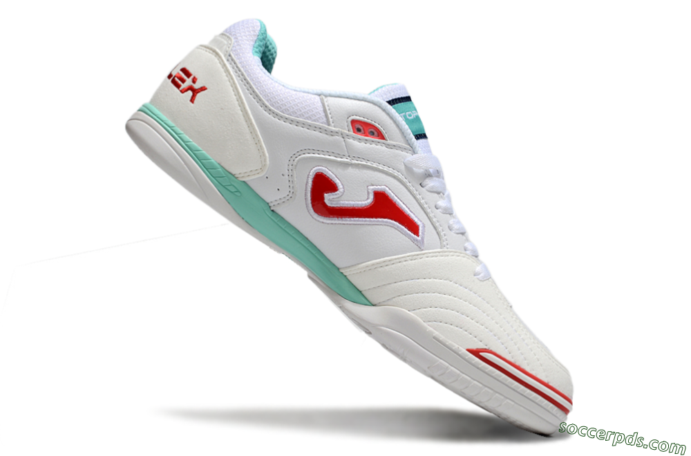 Joma Top Flex IC Low-Tops Football Shoes - White/Red/Jade 4