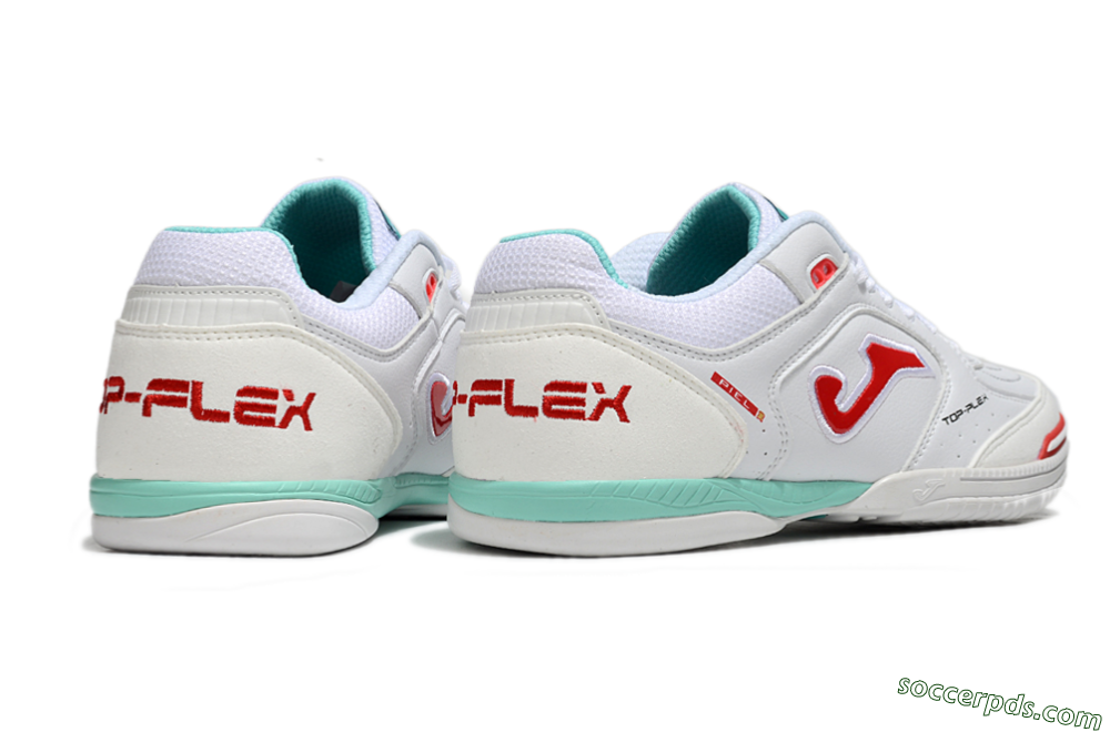 Joma Top Flex IC Low-Tops Football Shoes - White/Red/Jade 6