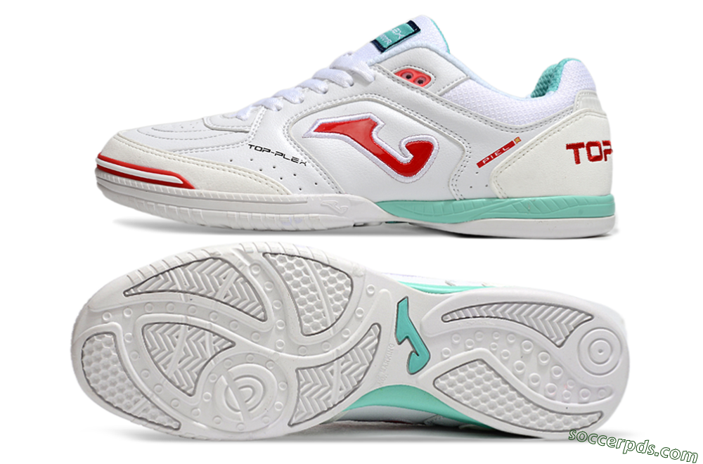 Joma Top Flex IC Low-Tops Football Shoes - White/Red/Jade 0