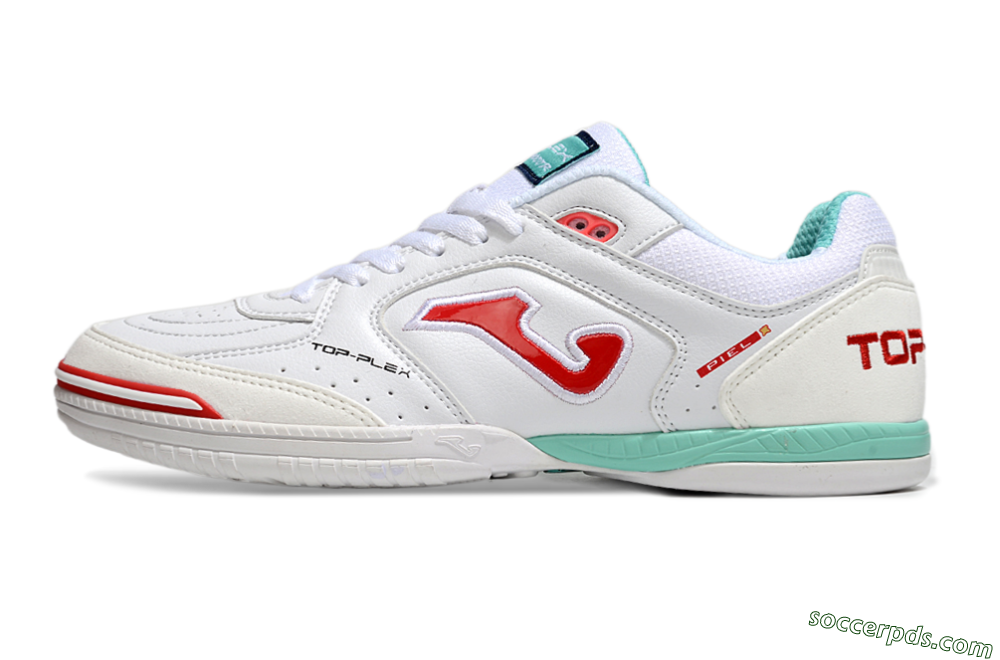 Joma Top Flex IC Low-Tops Football Shoes - White/Red/Jade 2