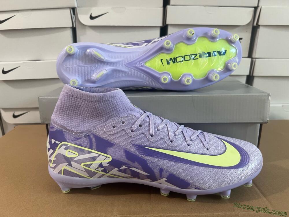 Nike Air Zoom Mercurial Superfly 10 Elite AG High-Tops Football Boots - Purple/Yellow/Blue