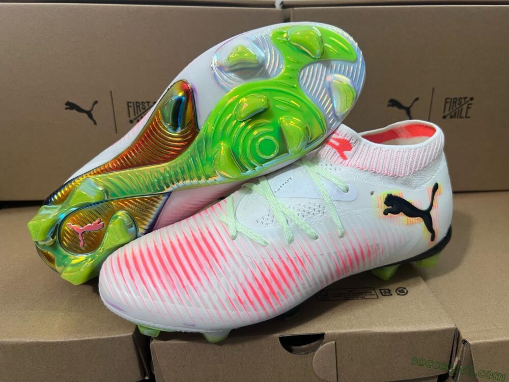 Puma Future 8 Ultimate FG Low-Tops Football Boots - White/Red/Yellow