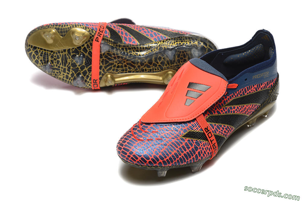 Adidas Predator Elite 25 Foldover Tongue FG Low-Tops Football Boots - Red/Blue/Gold 3
