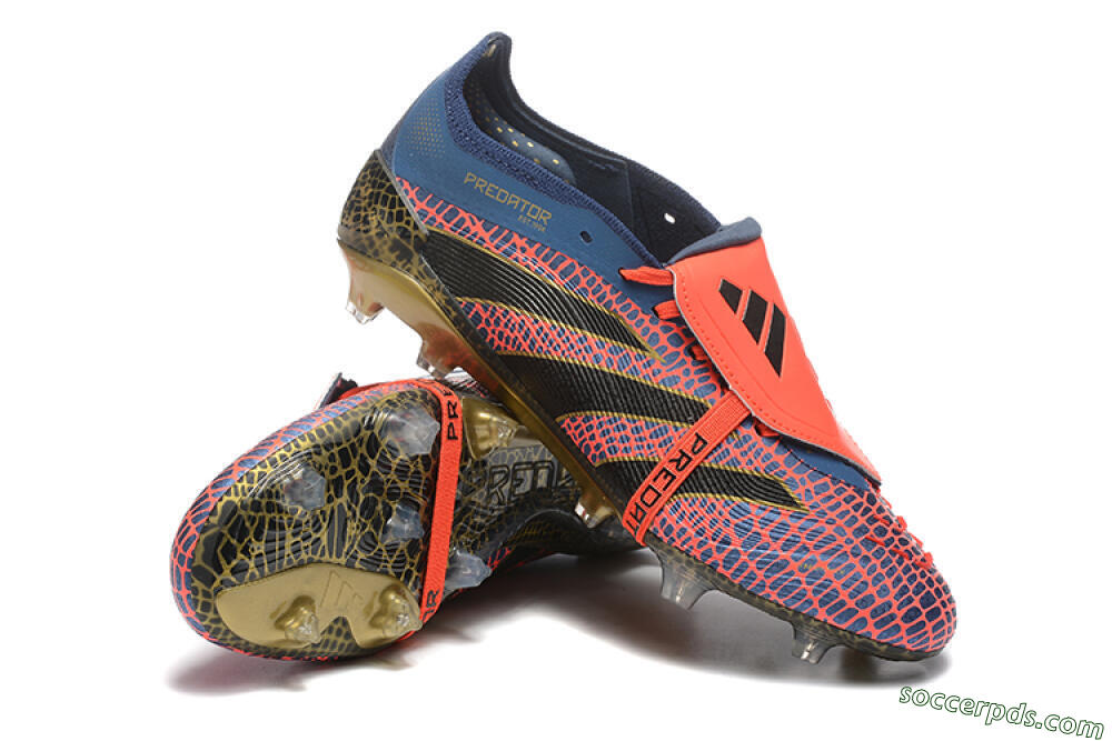 Adidas Predator Elite 25 Foldover Tongue FG Low-Tops Football Boots - Red/Blue/Gold 4