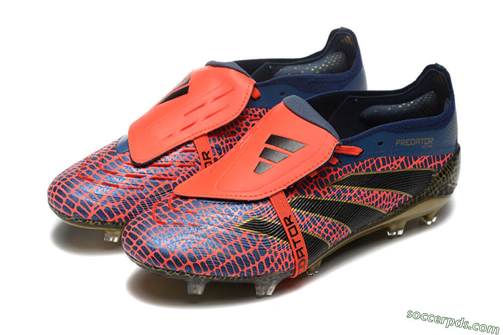 Adidas Predator Elite 25 Foldover Tongue FG Low-Tops Football Boots - Red/Blue/Gold 5