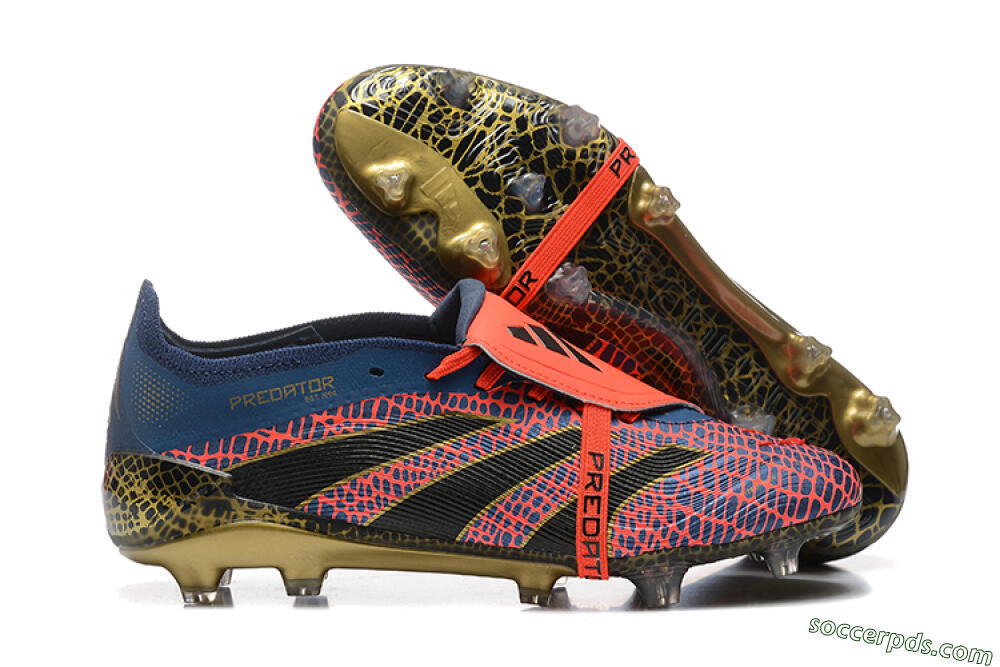 Adidas Predator Elite 25 Foldover Tongue FG Low-Tops Football Boots - Red/Blue/Gold 1