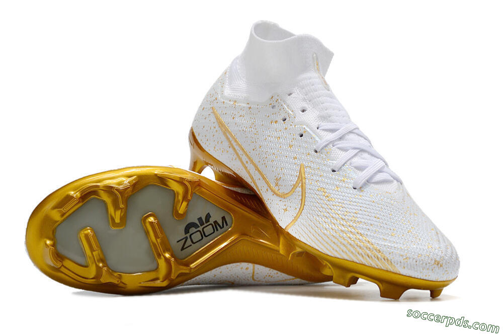 Nike Air Zoom Mercurial Superfly 9 Elite FG High-Tops Football Boots - White/Gold 0