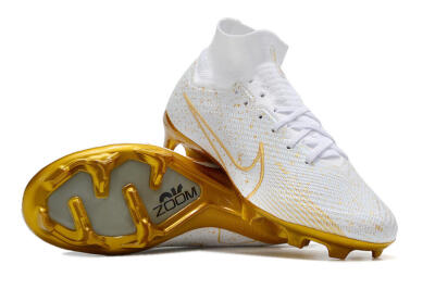 Nike Air Zoom Mercurial Superfly 9 Elite FG High-Tops Football Boots - White/Gold