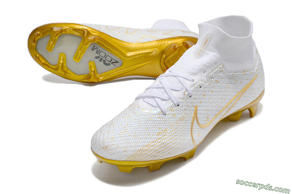 Nike Air Zoom Mercurial Superfly 9 Elite FG High-Tops Football Boots - White/Gold 3