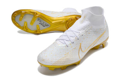Nike Air Zoom Mercurial Superfly 9 Elite FG High-Tops Football Boots - White/Gold