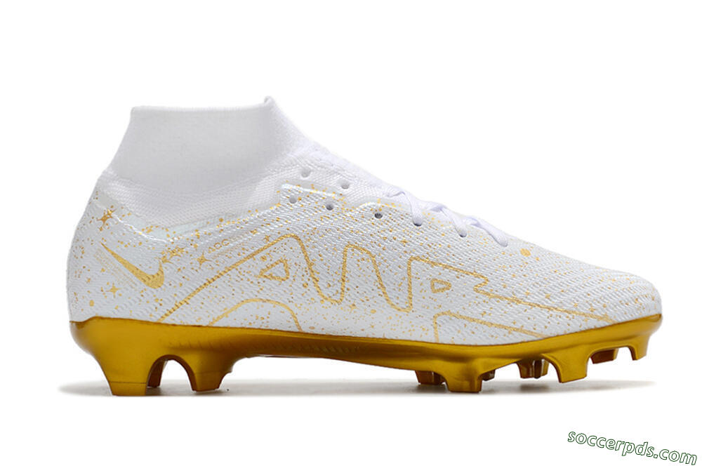 Nike Air Zoom Mercurial Superfly 9 Elite FG High-Tops Football Boots - White/Gold 4