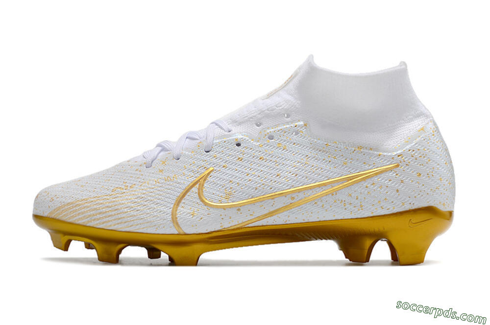Nike Air Zoom Mercurial Superfly 9 Elite FG High-Tops Football Boots - White/Gold 2