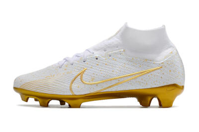 Nike Air Zoom Mercurial Superfly 9 Elite FG High-Tops Football Boots - White/Gold