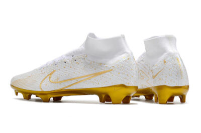 Nike Air Zoom Mercurial Superfly 9 Elite FG High-Tops Football Boots - White/Gold