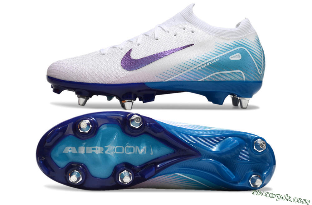 Nike Air Zoom Mercurial Vapor 16 Elite SG Low-Tops Football Boots - White/Purple/Jade 0