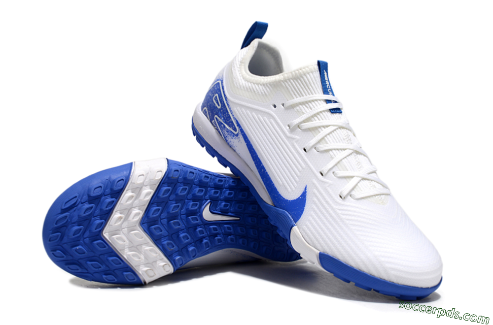 Nike Air Zoom Mercurial Vapor 16 Pro TF Low-Tops Football Shoes - White/Blue 3