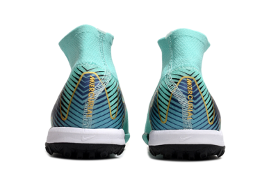 Nike Air Zoom Mercurial Superfly 10 Elite TF High-Tops Football Shoes - Jade/Gold/Blue