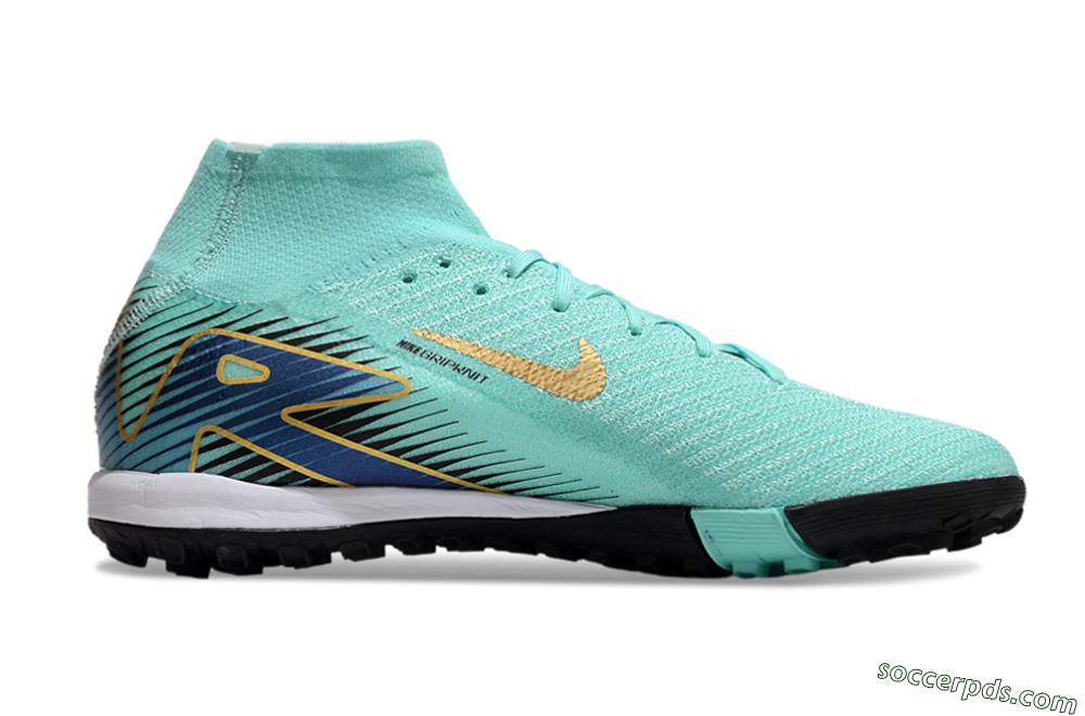 Nike Air Zoom Mercurial Superfly 10 Elite TF High-Tops Football Shoes - Jade/Gold/Blue 7