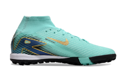 Nike Air Zoom Mercurial Superfly 10 Elite TF High-Tops Football Shoes - Jade/Gold/Blue