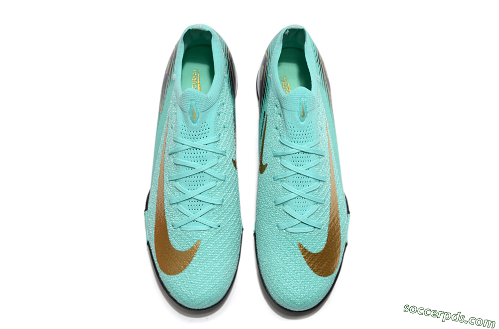 Nike Air Zoom Mercurial Vapor 16 Elite TF Low-Tops Football Shoes - Jade/Gold/Blue 4
