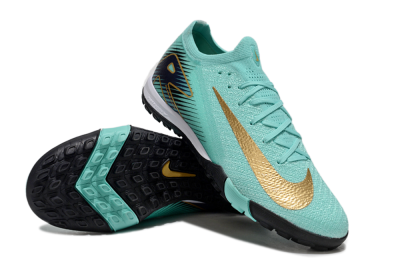 Nike Air Zoom Mercurial Vapor 16 Elite TF Low-Tops Football Shoes - Jade/Gold/Blue