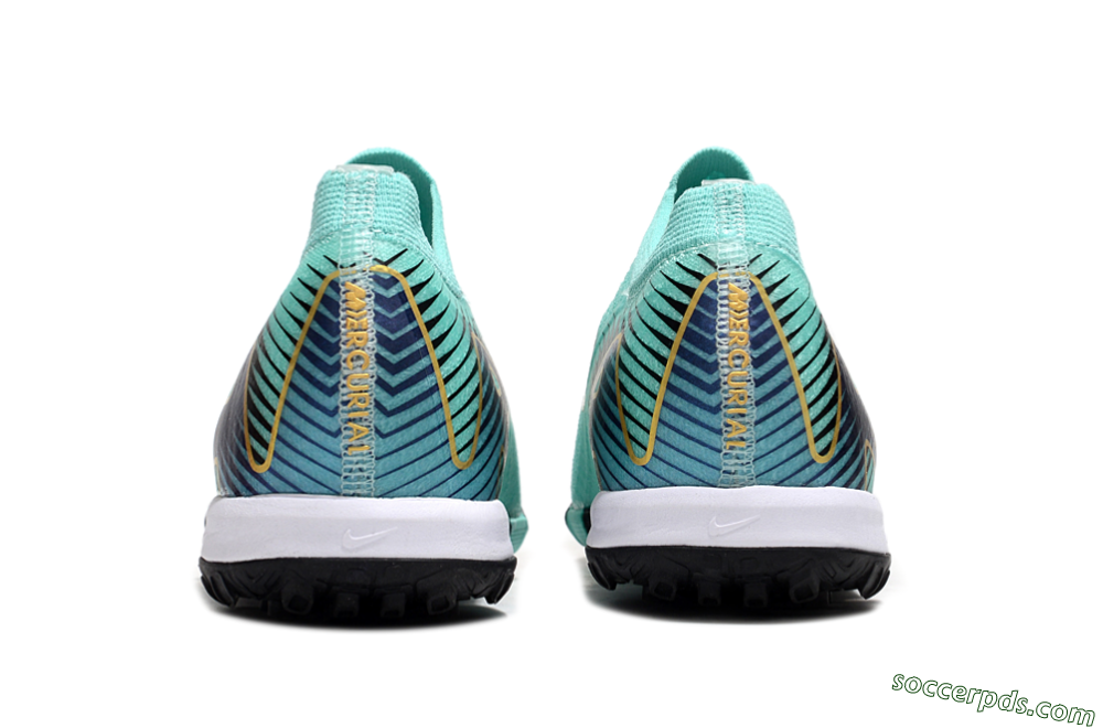 Nike Air Zoom Mercurial Vapor 16 Elite TF Low-Tops Football Shoes - Jade/Gold/Blue 5