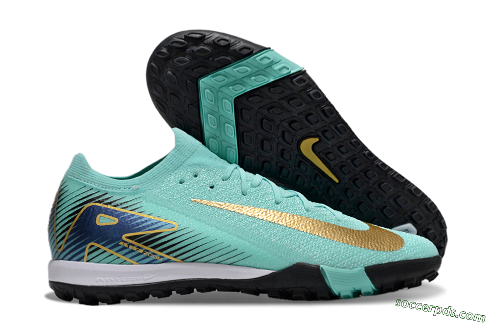 Nike Air Zoom Mercurial Vapor 16 Elite TF Low-Tops Football Shoes - Jade/Gold/Blue 1