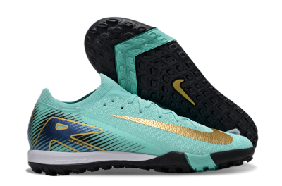 Nike Air Zoom Mercurial Vapor 16 Elite TF Low-Tops Football Shoes - Jade/Gold/Blue